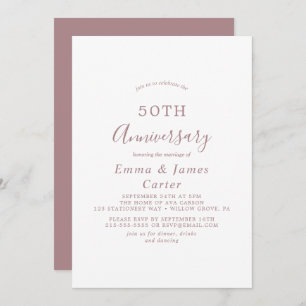 Minimalist Rose Gold 50th Wedding Anniversary Invitation