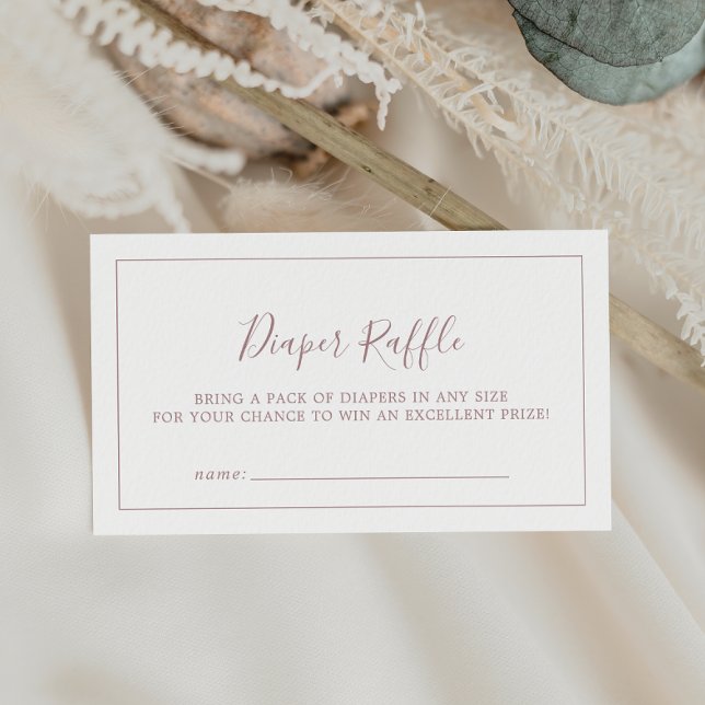 Minimalist Rose Gold Baby Shower Diaper Raffle Enclosure Card (Creator Uploaded)
