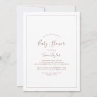 Minimalist Rose Gold Baby Shower Invitation