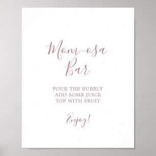 Minimalist Rose Gold Baby Shower Mum-osa Bar Sign