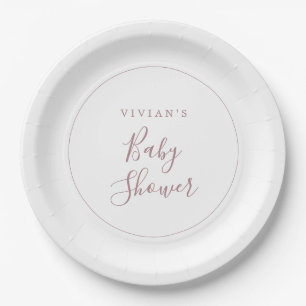 Minimalist Rose Gold Baby Shower Paper Plate