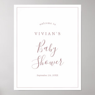 Minimalist Rose Gold Baby Shower Welcome Poster