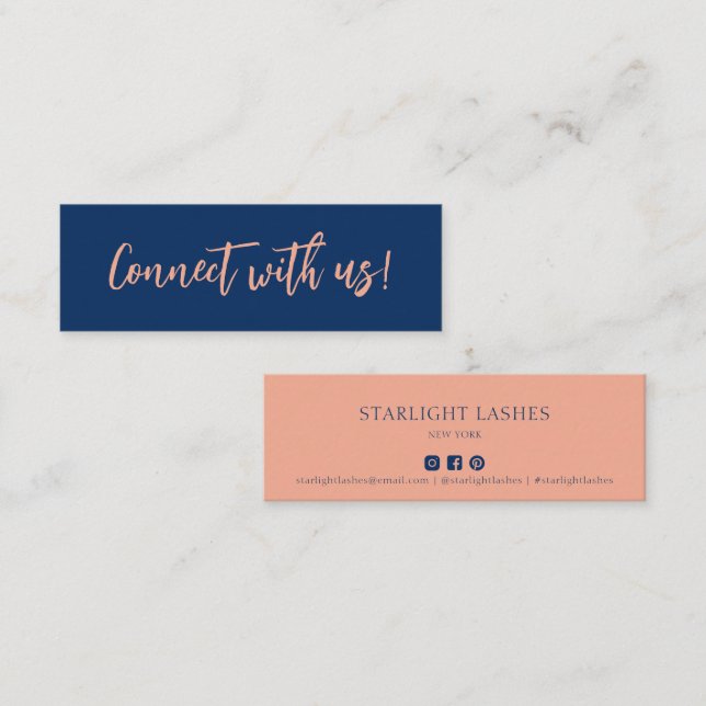 Minimalist Rose Gold Blue Contact With Us Insert (Front/Back)