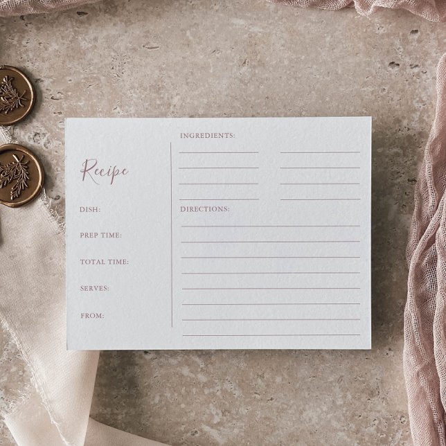 Minimalist Rose Gold Bridal Shower Recipe Cards (Creator Uploaded)