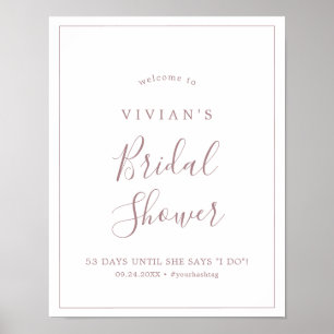 Minimalist Rose Gold Bridal Shower Welcome Poster