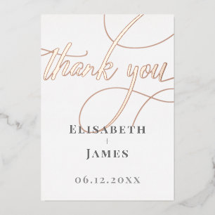 Minimalist Rose Gold Calligraphy Thank You Wedding