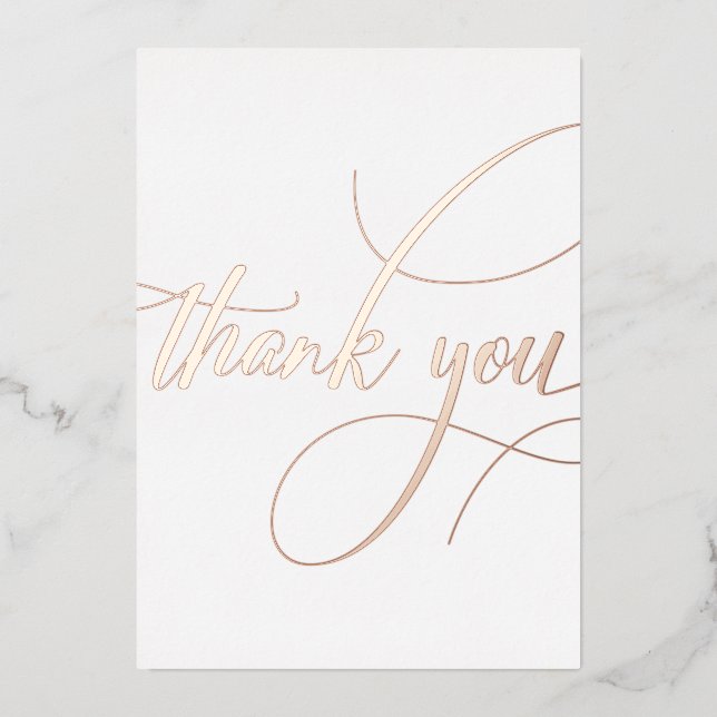 Minimalist Rose Gold Calligraphy Thank You Wedding (Front)