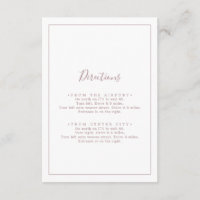 Minimalist Rose Gold Directions Enclosure Card