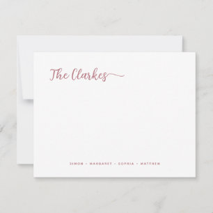 Minimalist Rose Gold Family Stationery Card