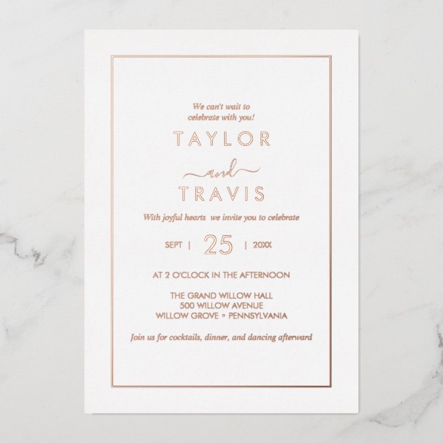 Minimalist Rose Gold Foil | Styled Date Wedding  (Front)