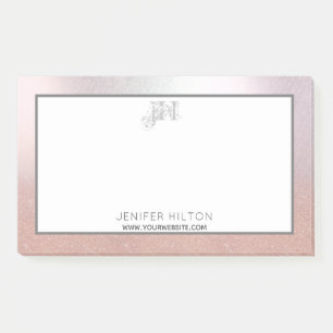 minimalist rose gold glitter ombre monogram post- post-it notes
