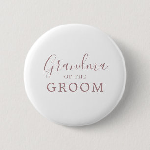 Minimalist Rose Gold Groom Grandma Bridal Shower 6 Cm Round Badge