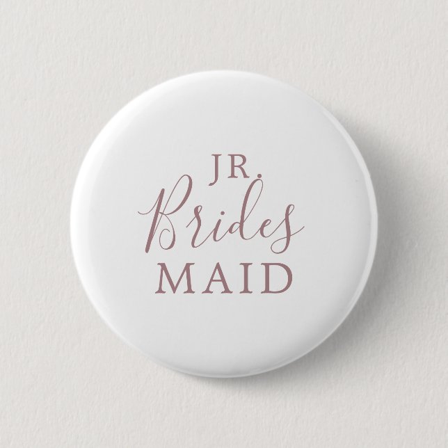 Minimalist Rose Gold Jr. Bridesmaid Bridal Shower 6 Cm Round Badge (Front)