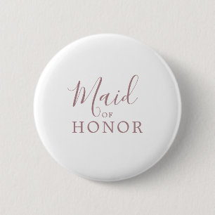 Minimalist Rose Gold Maid of Honour Bridal Shower 6 Cm Round Badge
