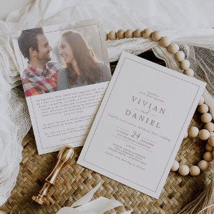 Minimalist Rose Gold Photo Proposal Story Wedding Invitation