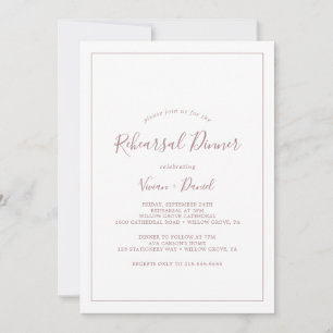 Minimalist Rose Gold Rehearsal Dinner Invitation