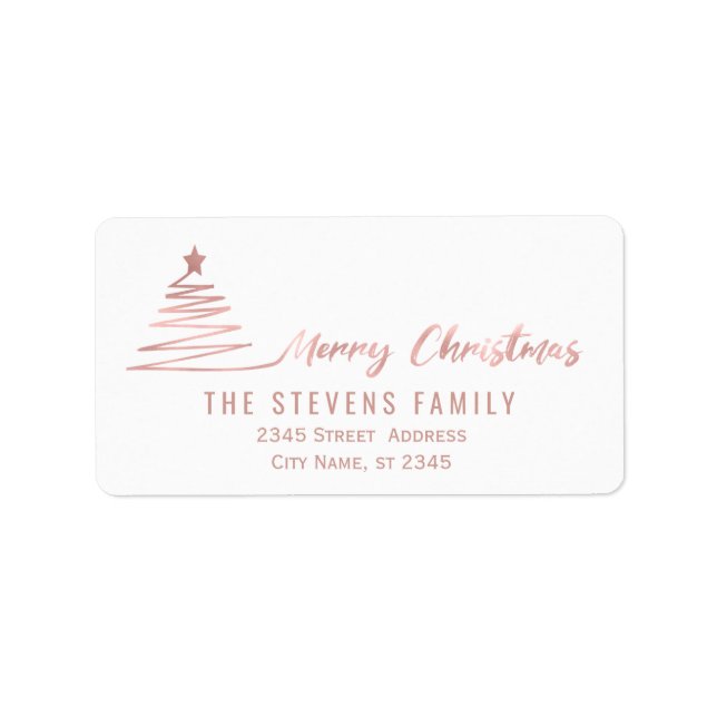 Minimalist rose gold script Merry Christmas Label (Front)