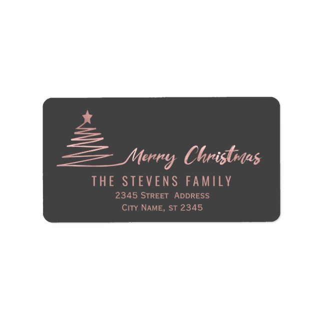 Minimalist rose gold script Merry Christmas Label (Front)