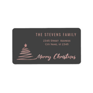 Minimalist rose gold script Merry Christmas Label