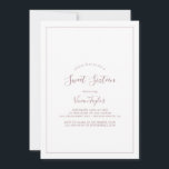 Minimalist Rose Gold Sweet Sixteen Birthday Invitation<br><div class="desc">This minimalist rose gold sweet sixteen birthday invitation is perfect for a simple 16th birthday party. The modern romantic design features classic rose gold and white typography paired with a rustic yet elegant calligraphy with vintage hand lettered style. Customisable in any colour. Keep the design simple and elegant, as is,...</div>