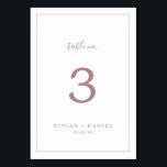 Minimalist Rose Gold Table Number<br><div class="desc">This minimalist rose gold table number is perfect for a simple wedding. The modern romantic design features classic rose gold and white typography paired with a rustic yet elegant calligraphy with vintage hand lettered style. Customisable in any colour. Keep the design simple and elegant, as is, or personalise it by...</div>