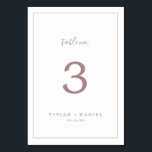 Minimalist Rose Gold Table Number<br><div class="desc">This minimalist rose gold table number is perfect for a simple wedding. The modern romantic design features classic rose gold and white typography paired with a rustic yet elegant calligraphy with vintage hand lettered style. Customisable in any colour. Keep the design simple and elegant, as is, or personalise it by...</div>
