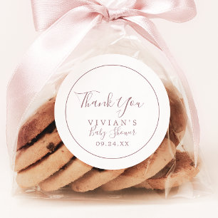 Minimalist Rose Gold Thank You Baby Shower Favour Classic Round Sticker