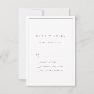 Minimalist Rose Gold Typography Simple RSVP Card