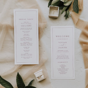 Minimalist Rose Gold Typography Wedding Program Programme
