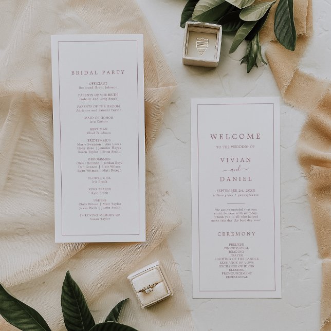 Minimalist Rose Gold Typography Wedding Program Programme (Creator Uploaded)