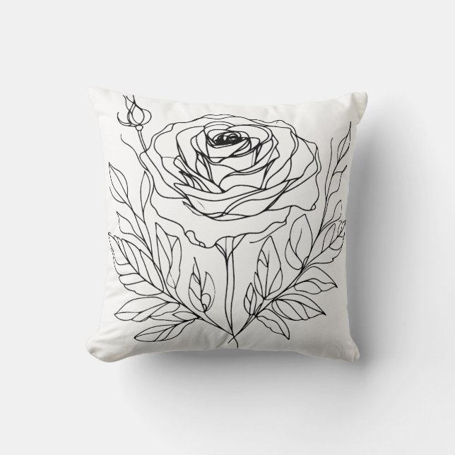 minimalist rose line art drawing cushion (Front)