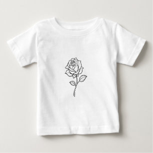 Minimalist Rose Line Art Elegant One-Colour Floral Baby T-Shirt