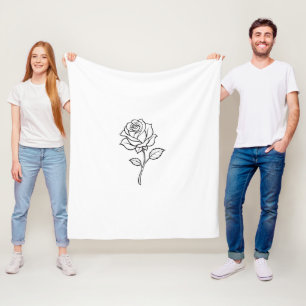 Minimalist Rose Line Art Elegant One-Colour Floral Fleece Blanket