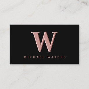 Minimalist Rose Monogram Logo Embossed Effect Business Card