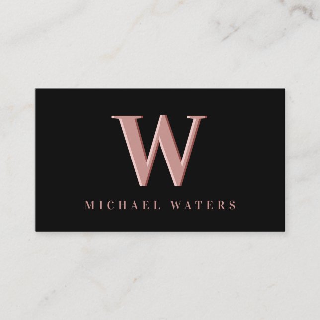 Minimalist Rose Monogram Logo Embossed Effect Business Card (Front)