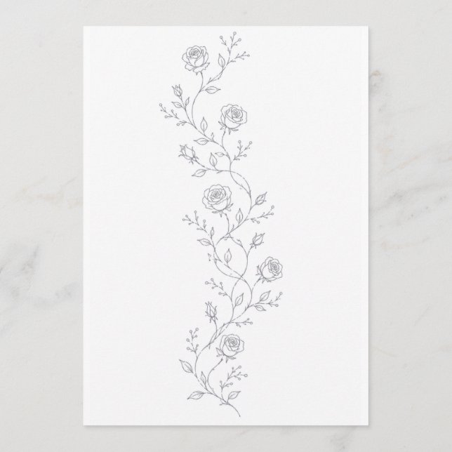 Minimalist Rose Wedding Invitation Template (Back)