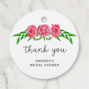 Minimalist roses bridal shower favour tags