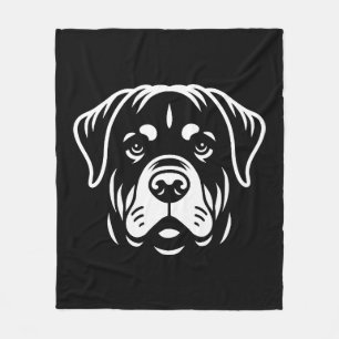 Minimalist Rottweiler Face Design – Bold Line Art Fleece Blanket