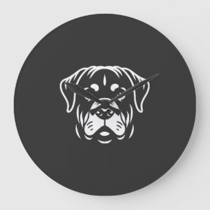 Minimalist Rottweiler Face Design � Bold Line Art Large Clock