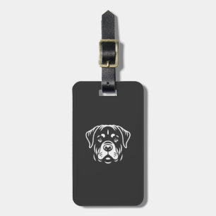 Minimalist Rottweiler Face Design � Bold Line Art Luggage Tag