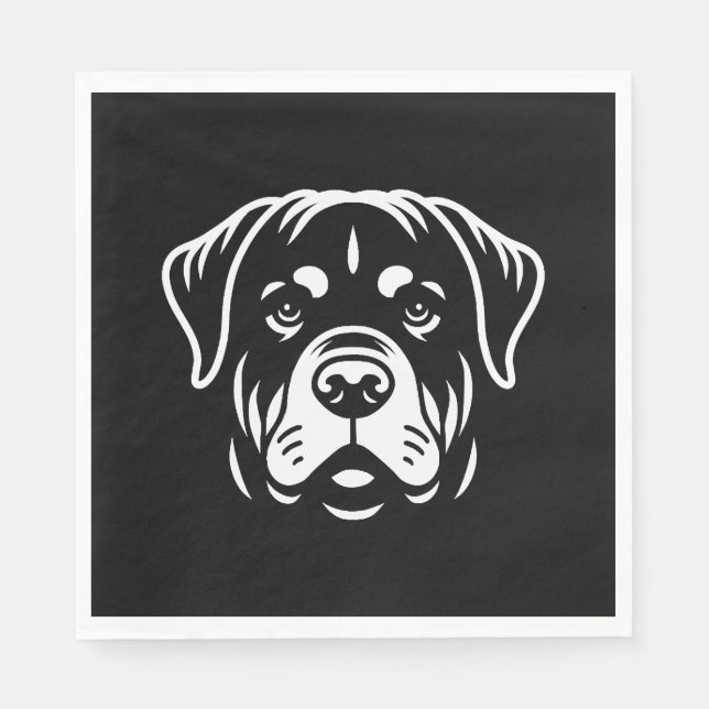 Minimalist Rottweiler Face Design – Bold Line Art Napkin (Front)