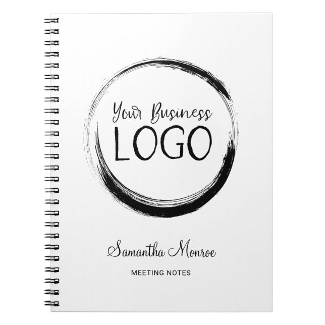 Minimalist Round Business Logo Meeting Notebook (Front)