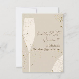 Minimalist RSVP Card Beige & Ivory Champagne New