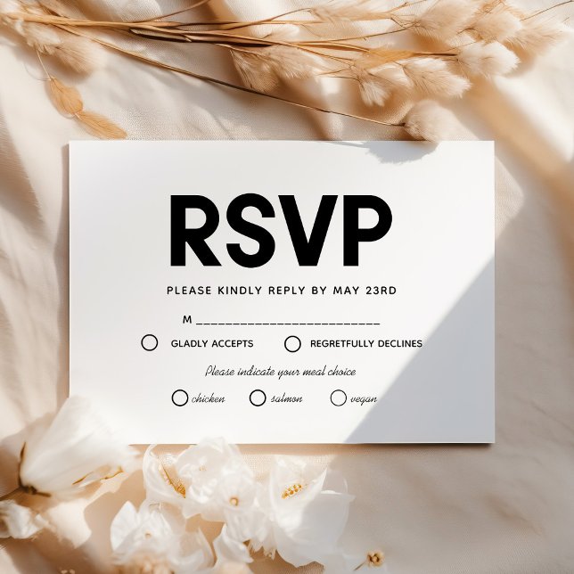Minimalist RSVP card with meal choice (Creator Uploaded)
