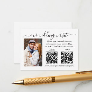 Minimalist RSVP Details Photo 2 QR Wedding Enclosure Card