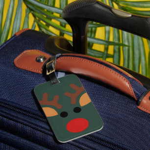 Minimalist Rudolph Reindeer Luggage Tag