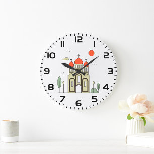 Minimalist Russian Orthodox Church  Large Clock