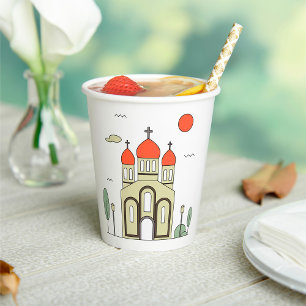 Minimalist Russian Orthodox Church  Paper Cups