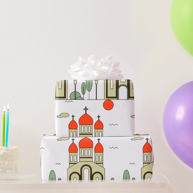Minimalist Russian Orthodox Church  Wrapping Paper (Creator Uploaded)