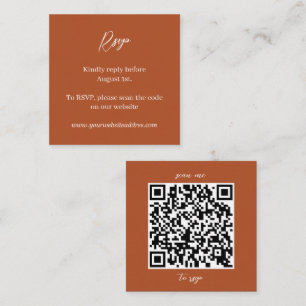 Minimalist Rust Brown Wedding RSVP Enclosure Card